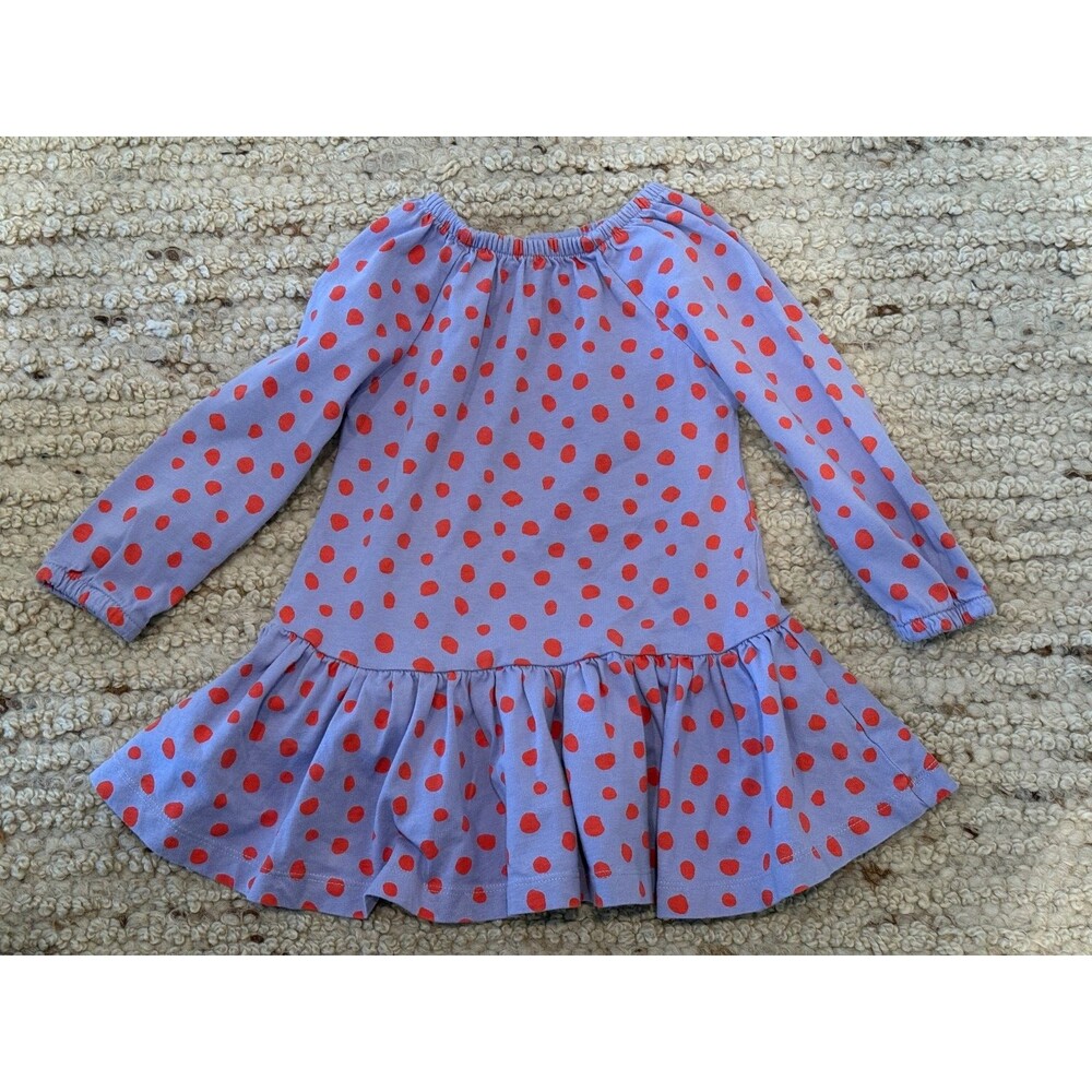 Hanna Andersson Girls Dress Size 2T Purple Red Polka Dot Long Sleeve